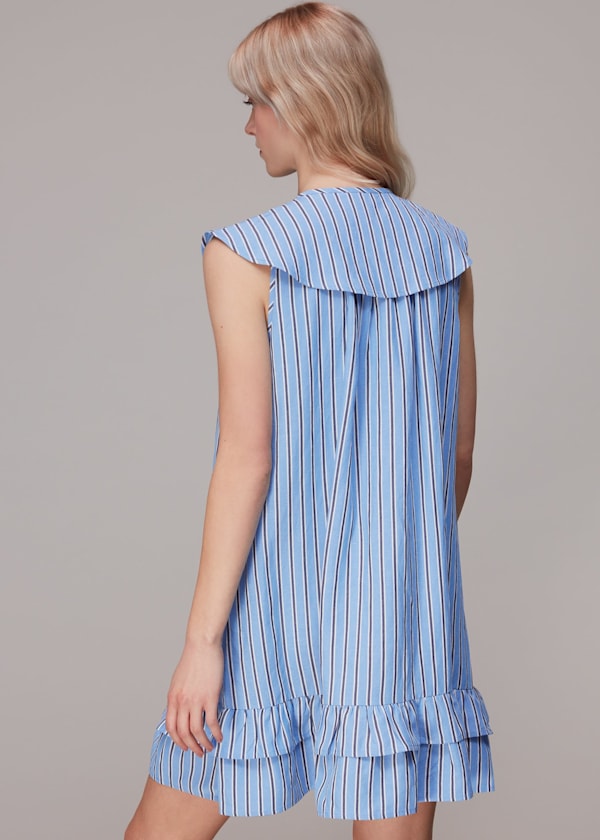 Multicolour Stripe Collar Trapeze Dress