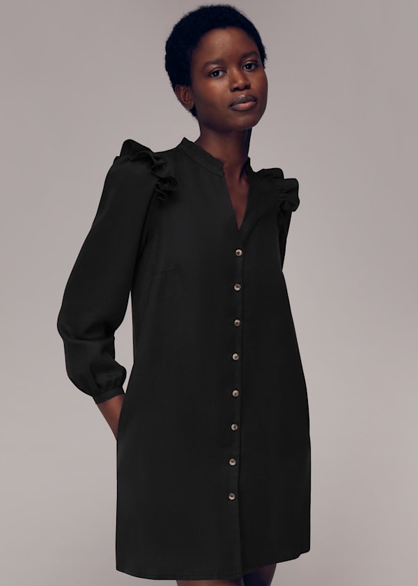 Black Katie Button Through Dress