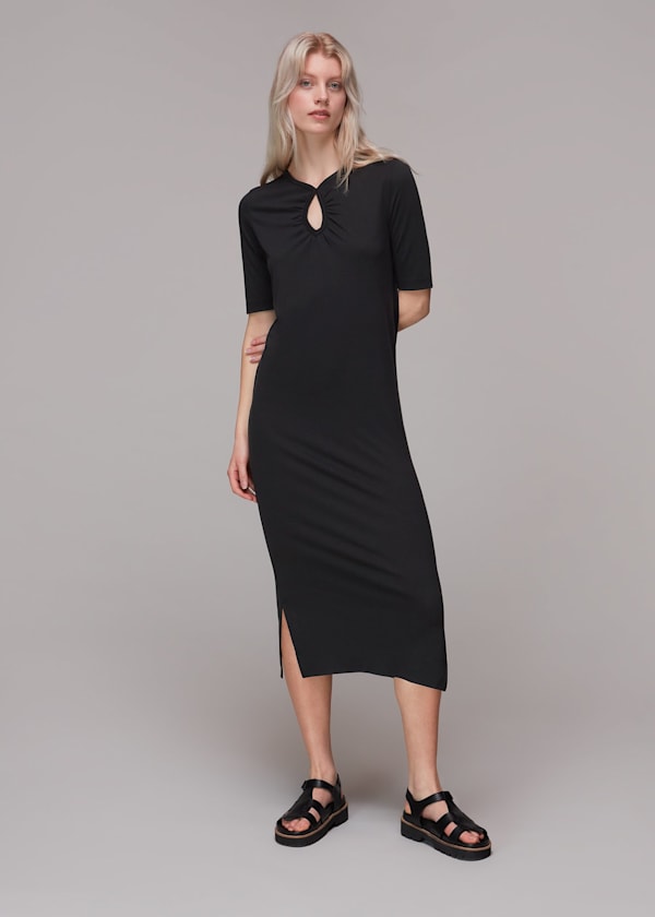 Keyhole Jersey Midi Dress