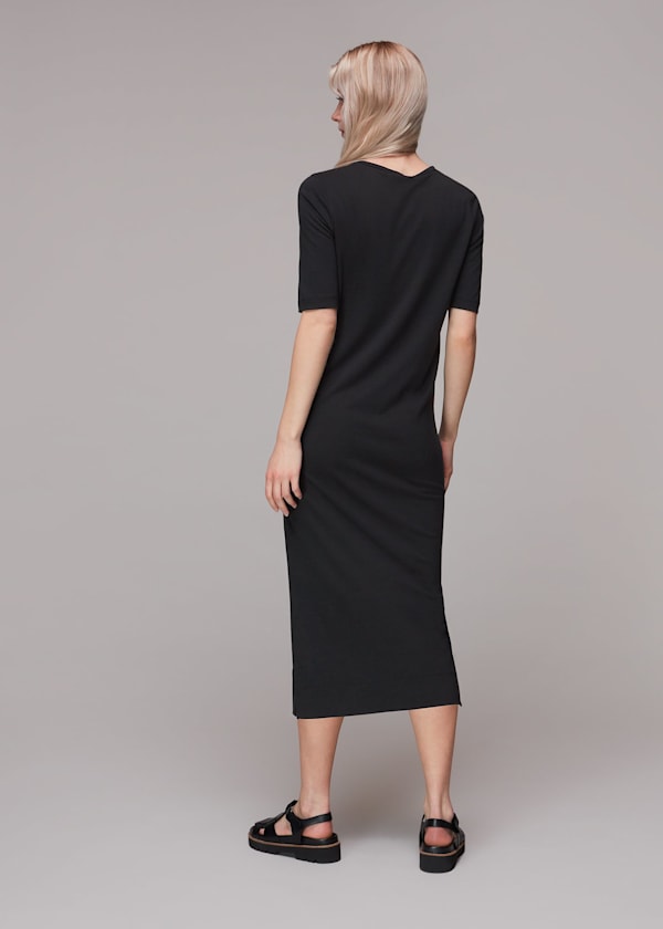 Black Keyhole Jersey Midi Dress