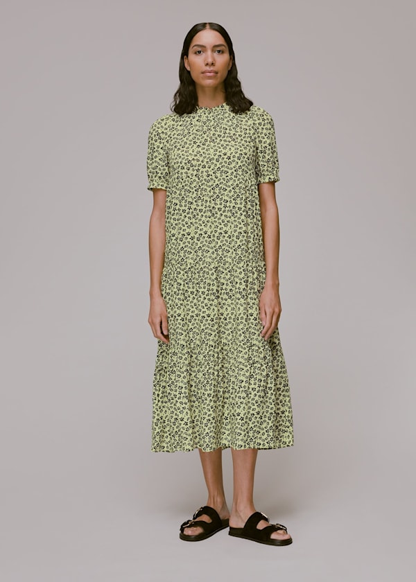 Yellow Buttercup Floral Trapeze Dress