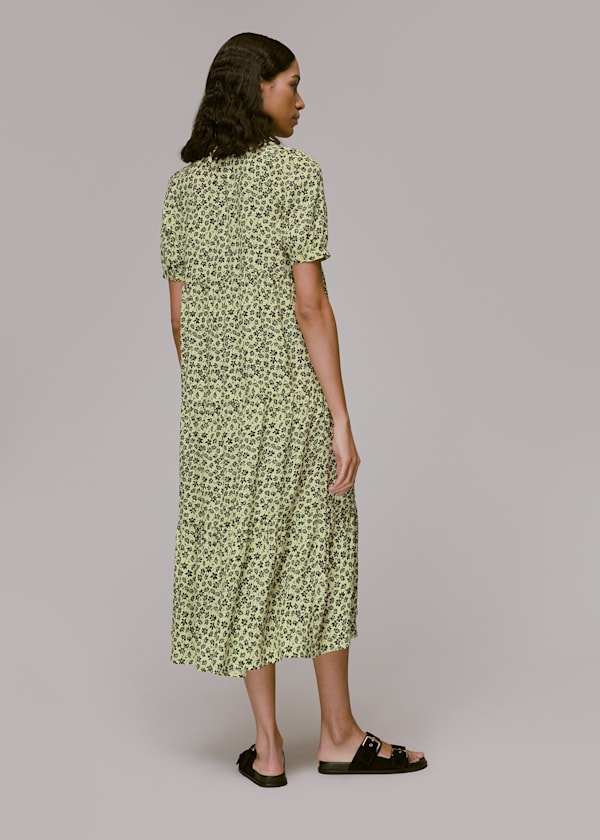 Yellow Buttercup Floral Trapeze Dress