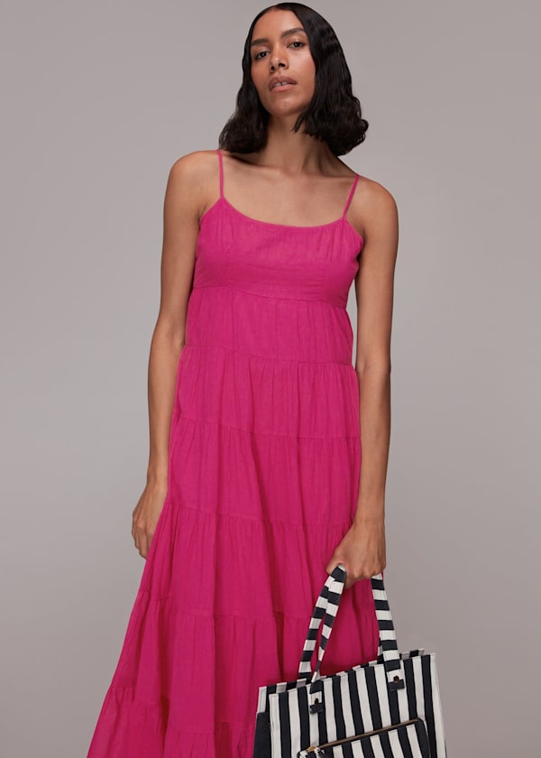 Pink Grace Tiered Midi Dress