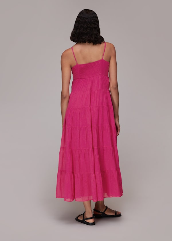 Pink Grace Tiered Midi Dress