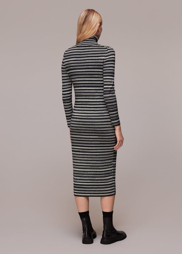 Black Stripe Midi Knit Dress