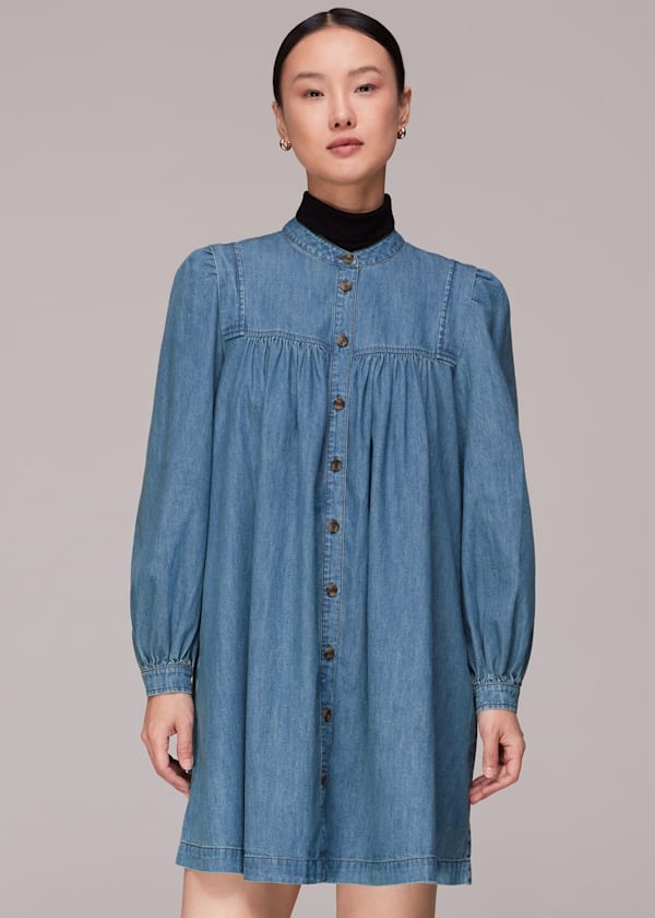 Chambray Denim Trapeze Dress