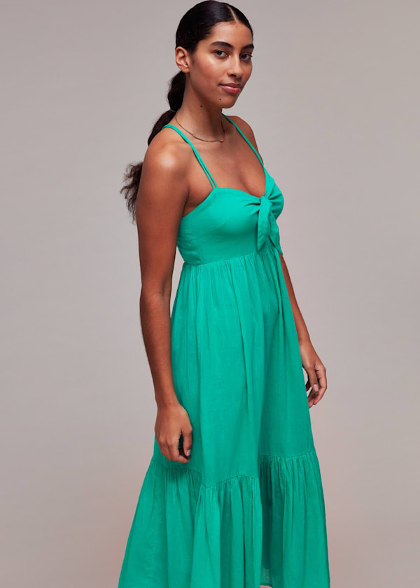 Green Tie Front Beach Dress
