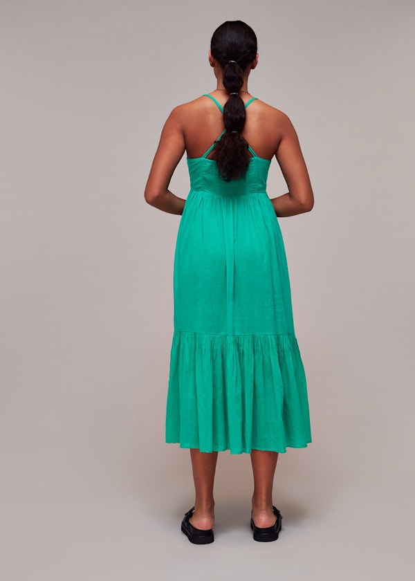 Green Tie Front Beach Dress