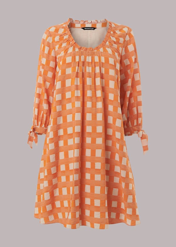 Orange Lydia Gathered Trapeze Dress