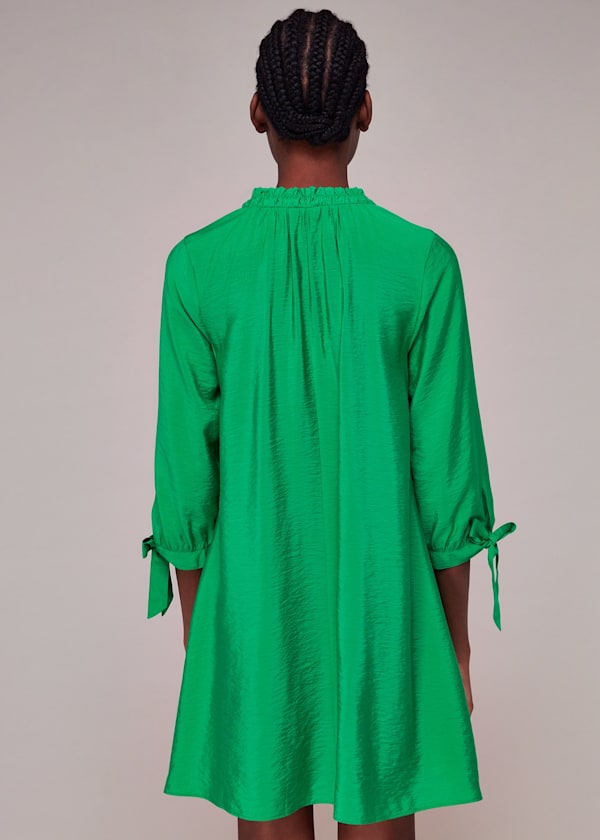 Green Lydia Gathered Trapeze Dress