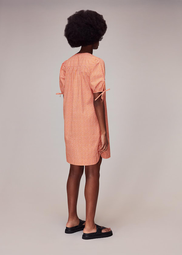 Pink Ditsy Square Button Up Dress