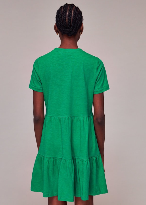 Green Short Tiered Jersey Dress
