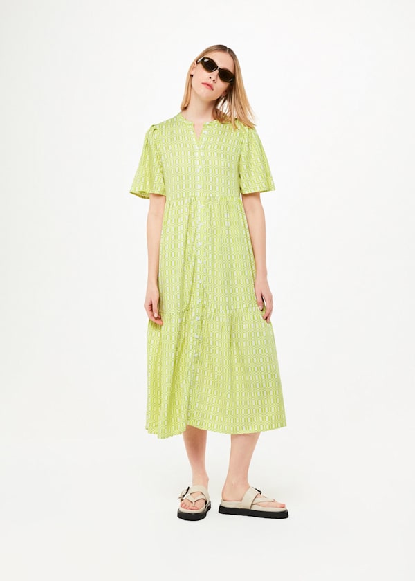 Green Link Check Trapeze Dress