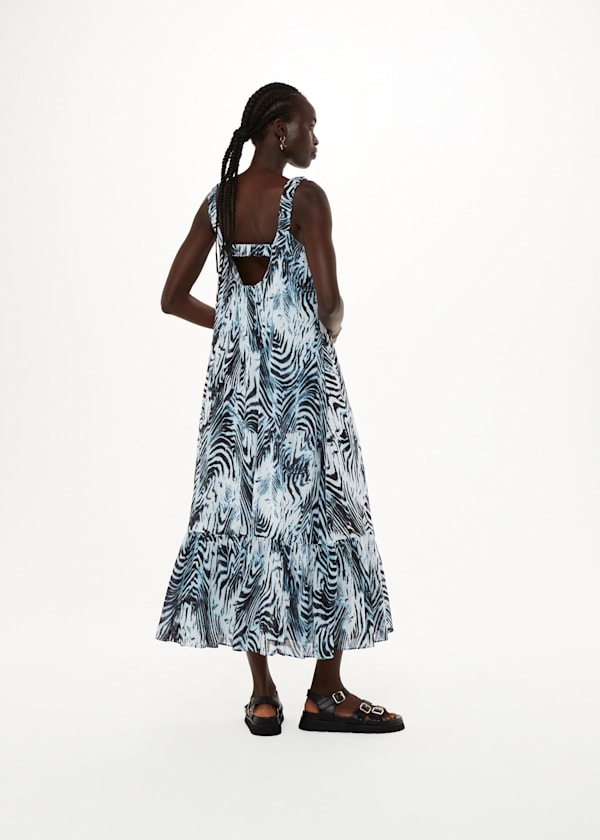 Blue Warped Tiger Rhea Dress