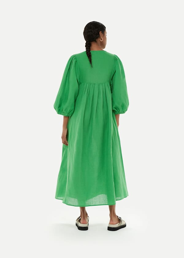 Green Gloria Linen Blend Dress