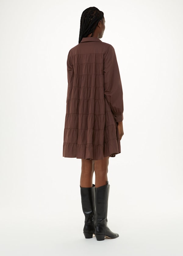 Brown Edie Tiered Trapeze Dress