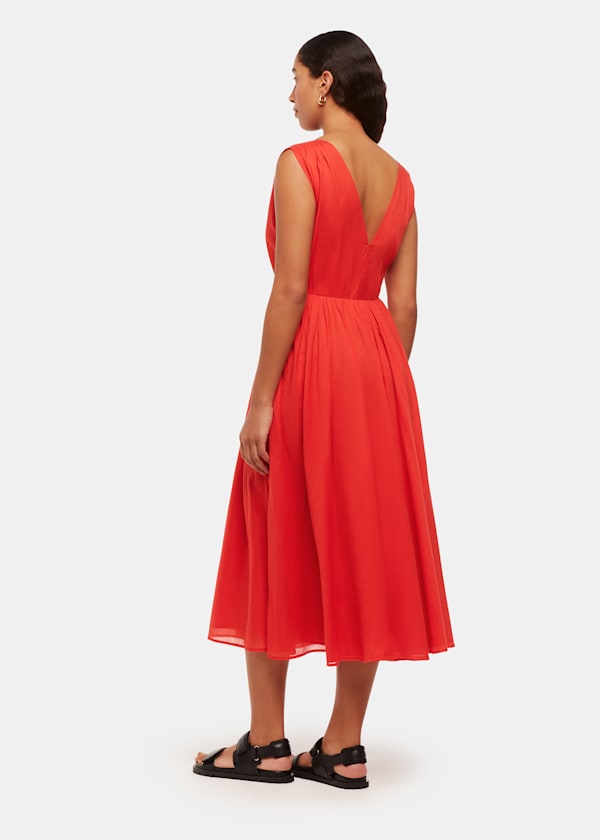 Red V Neck Beach Dress