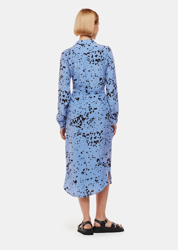 Blue Smudged Spot Print Imie Dress