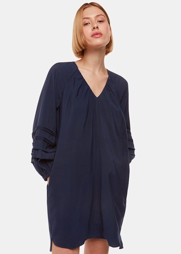 Navy Grace V Neck Dress