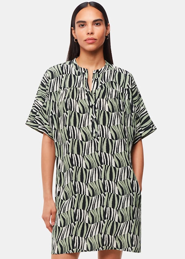 Green Checkerboard Tiger Print Dress