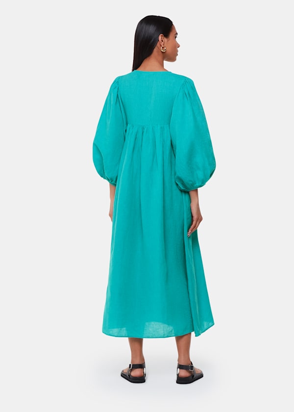 Turquoise Gloria Linen Blend Dress