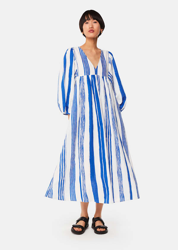 Blue Painted Stripe Gloria Dress