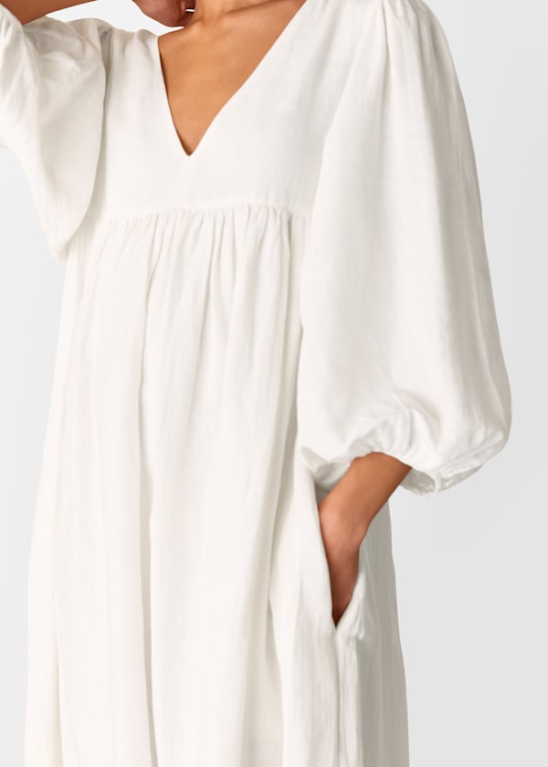 Ivory Gloria Linen Blend Dress