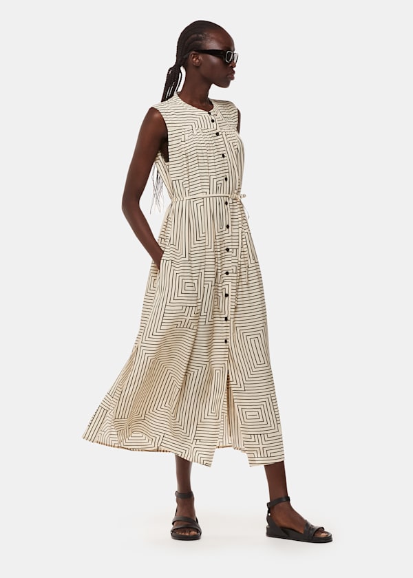 Ivory Angled Stripe Ilana Dress