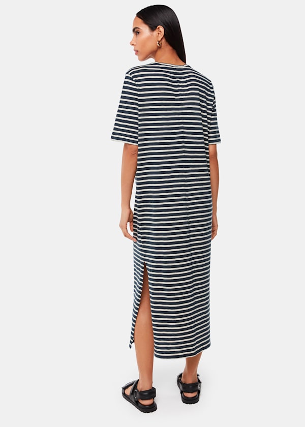 Blue Breton Stripe Jersey Dress
