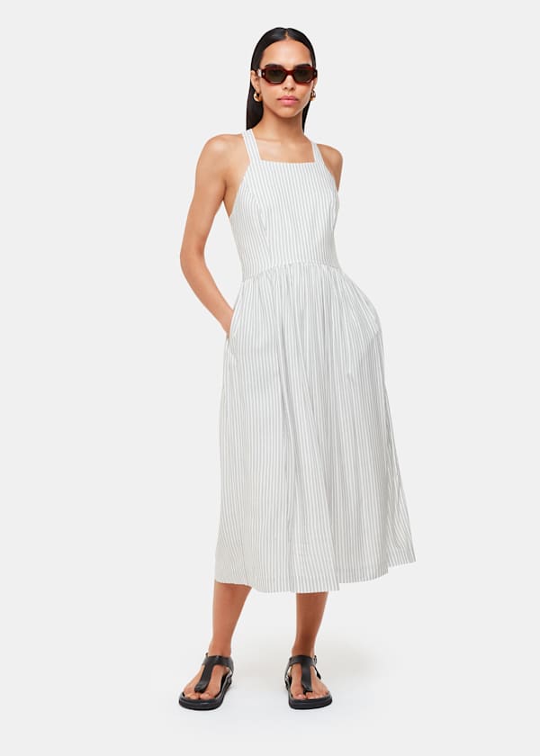 Ivory Luna Stripe Midi Dress