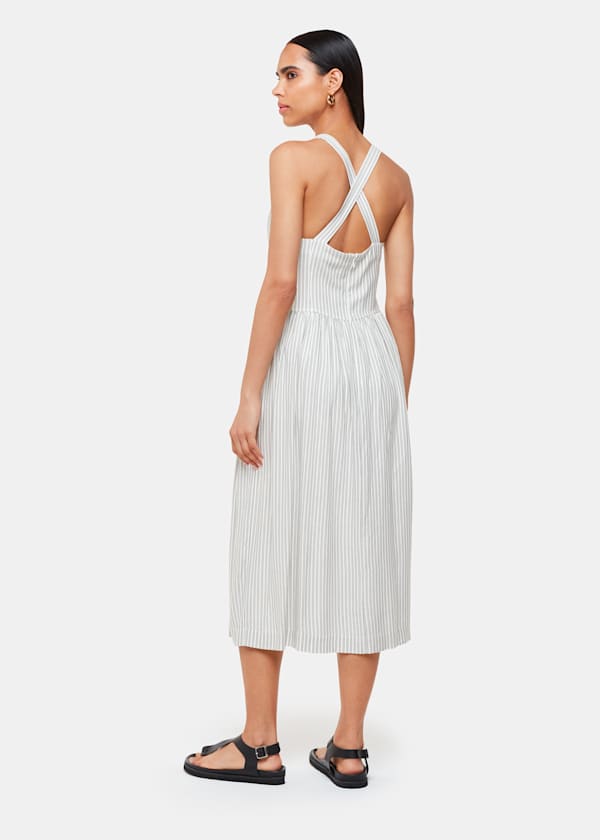Ivory Luna Stripe Midi Dress