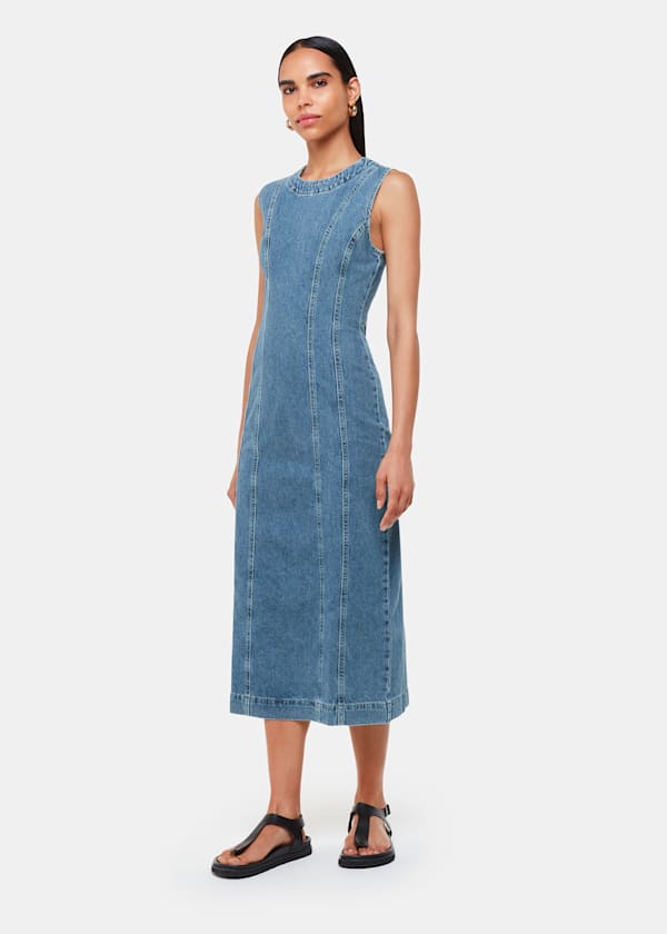 Sleeveless Denim Midi Dress