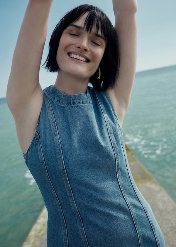 Sleeveless Denim Midi Dress