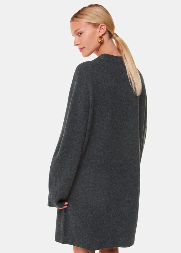Grey Ava Round Neck Knitted Dress