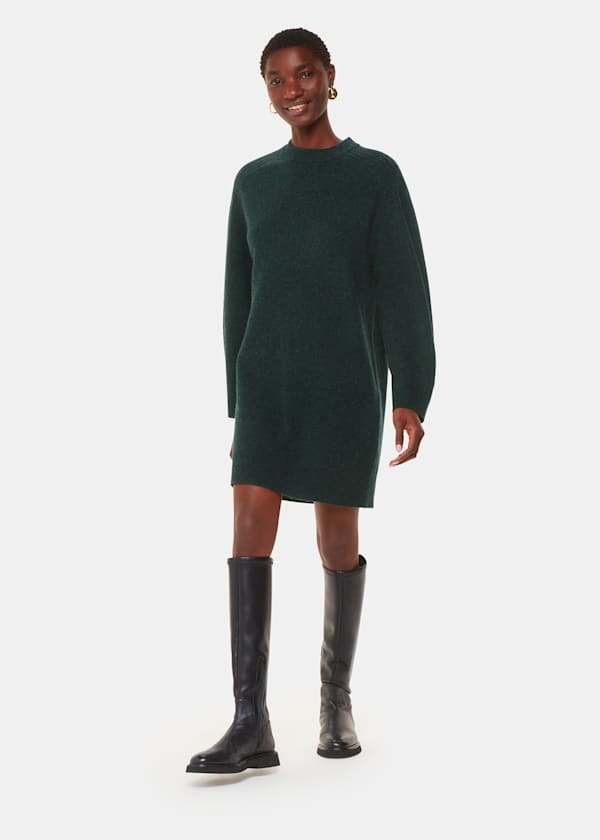 Forest Green Ava Round Neck Knitted Dress
