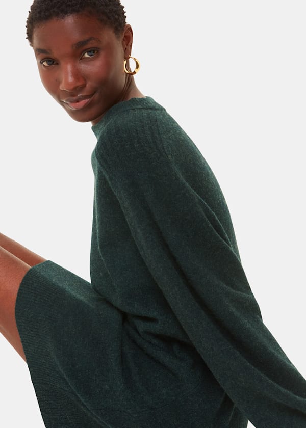Forest Green Ava Round Neck Knitted Dress