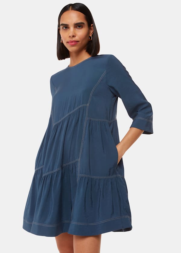Blue Phoebe Seam Trapeze Dress