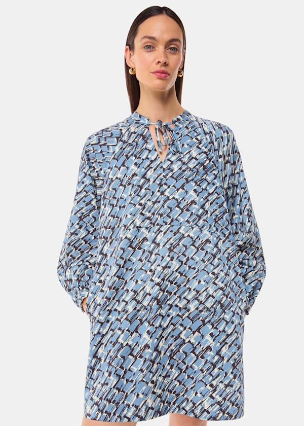 Blue Feathered Wing Marnie Dress