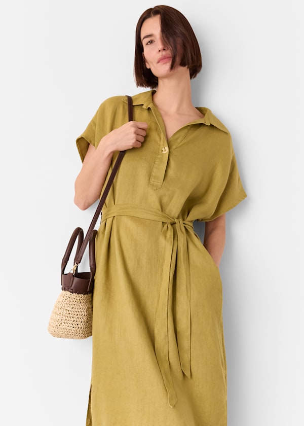 Olive Maddie Linen Shirt Dress