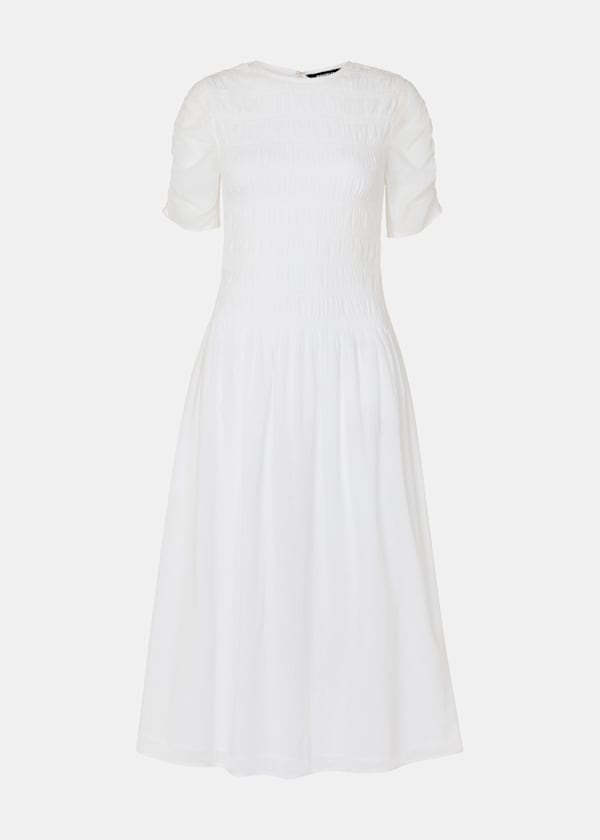 White Avery Smocked Dress