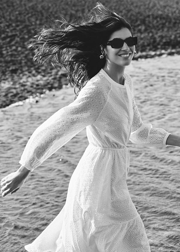 White Broderie Midi Dress