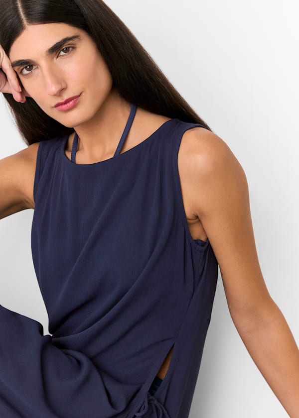Navy Tie Side Beach Dress