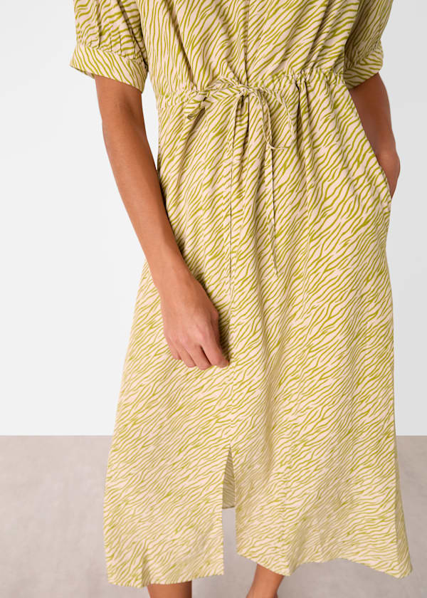 Green Tiger Flame Midi Dress