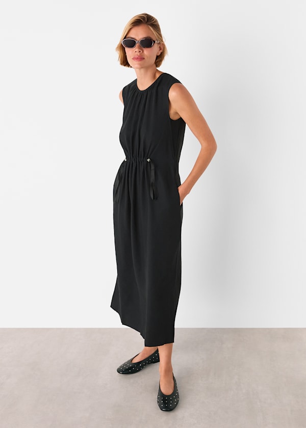 Black Sleeveless Midi Dress