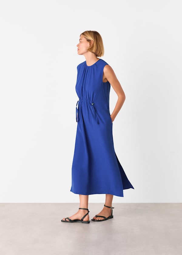 Blue Sleeveless Midi Dress