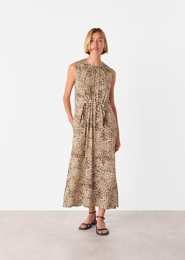 Leopard Sleeveless Midi Dress