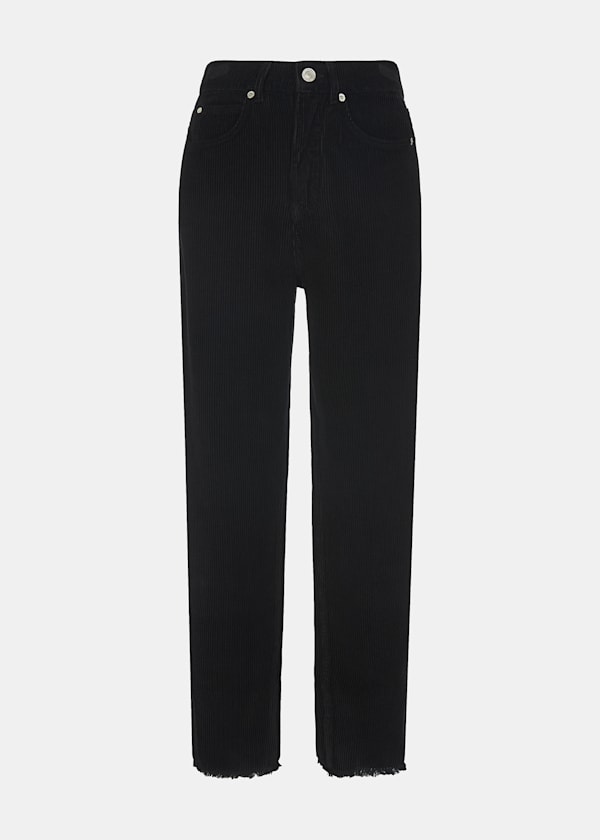Black High Waist Cord Barrel Jean