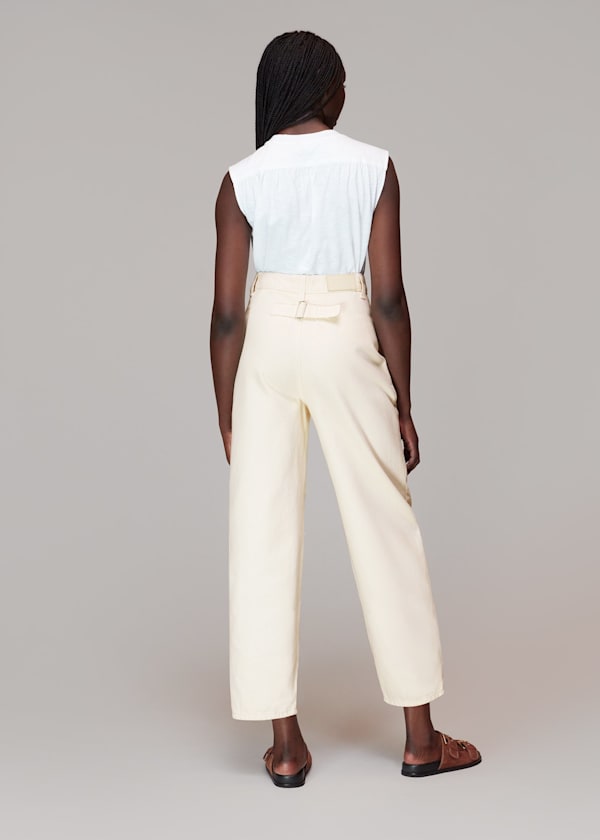 White Authentic India Pleat Jean