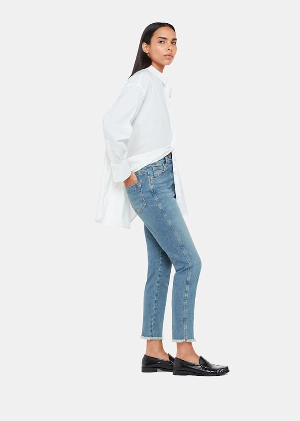 Denim Stretch Slim Frayed Jean