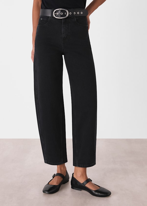 Black Stretch Barrel Leg Jean